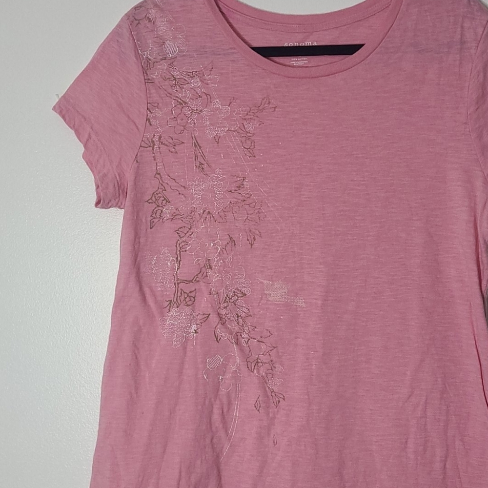 Sonoma Crew Neck Floral Graphic T-shirt Size Large - Picture 2 of 4